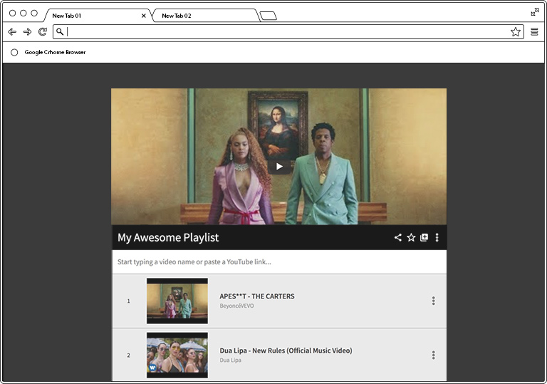 Screenshot of video playlist